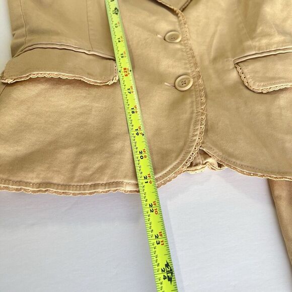 Juicy Couture Vintage Blazer Small Y2K Beige Lace Trim Heart Coquette USA Made - Picture 13 of 13